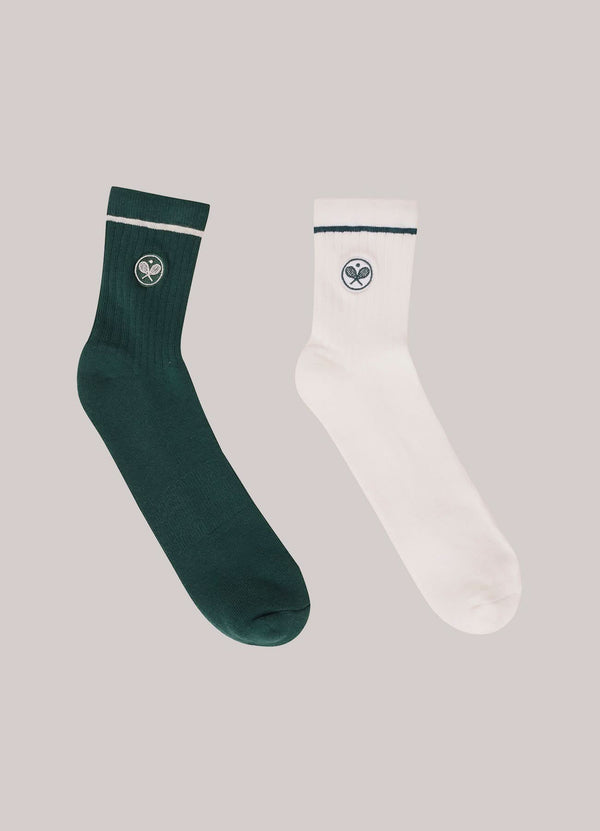 Meia Vintage Feminina - 2 Pares Dove White / Vintage Green
