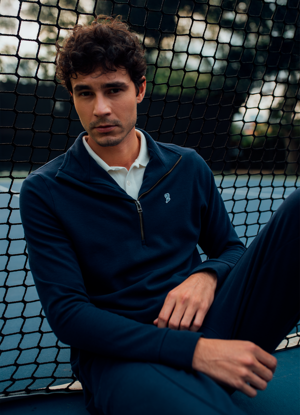Classics Piquet Quarter Zip Navy