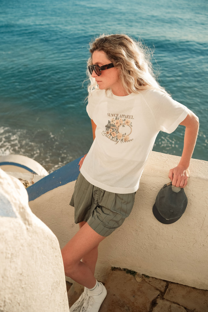 Camiseta Raglan Blooming Serve Feminino