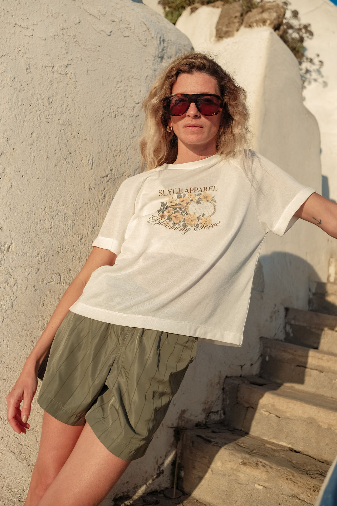 Camiseta Raglan Blooming Serve Feminino