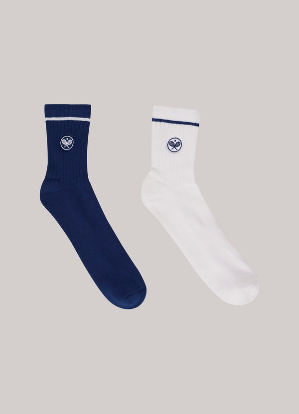 Meia Vintage Feminina - 2 Pares Dove White / Future Navy