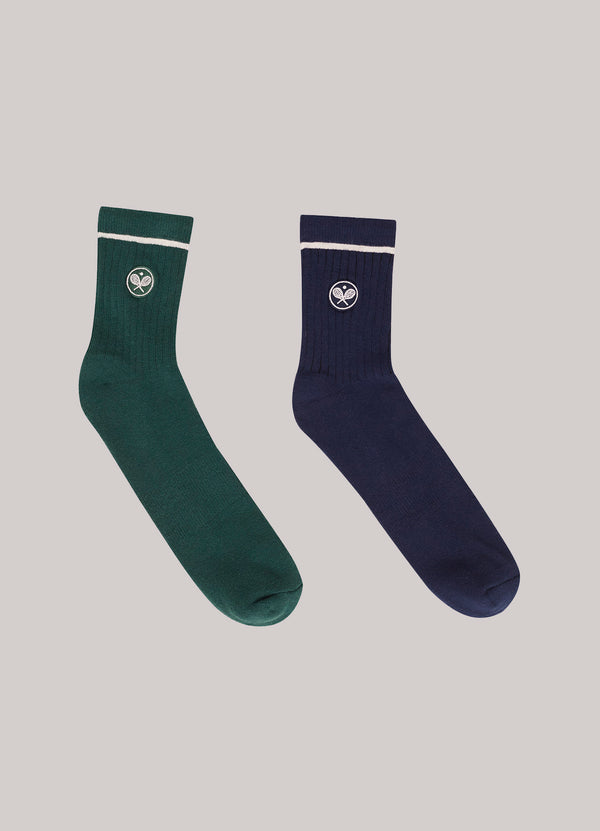 Meia Vintage Feminina - 2 Pares Vintage Green / Future Navy