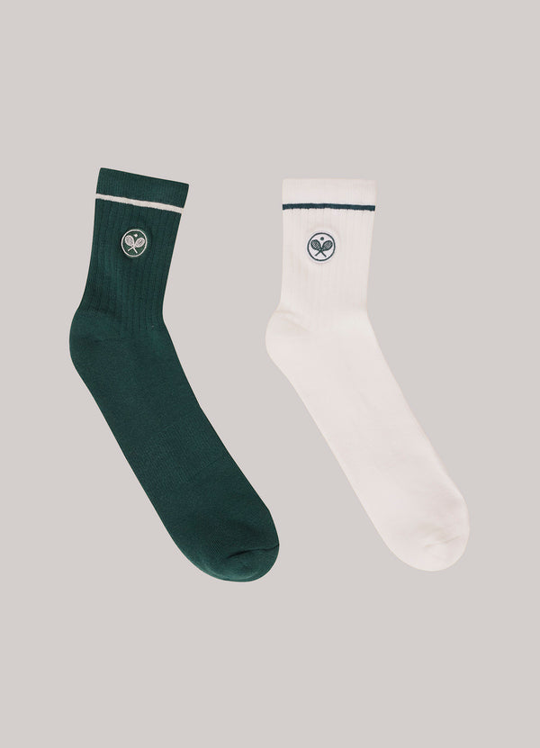 Meia Vintage Feminina - 2 Pares Dove White / Vintage Green